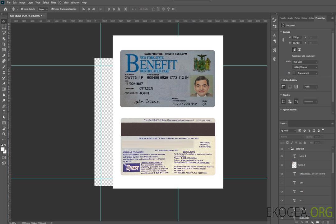 Carte d'identité USA New York Benefit template Carte d'identité USA New York Benefit template